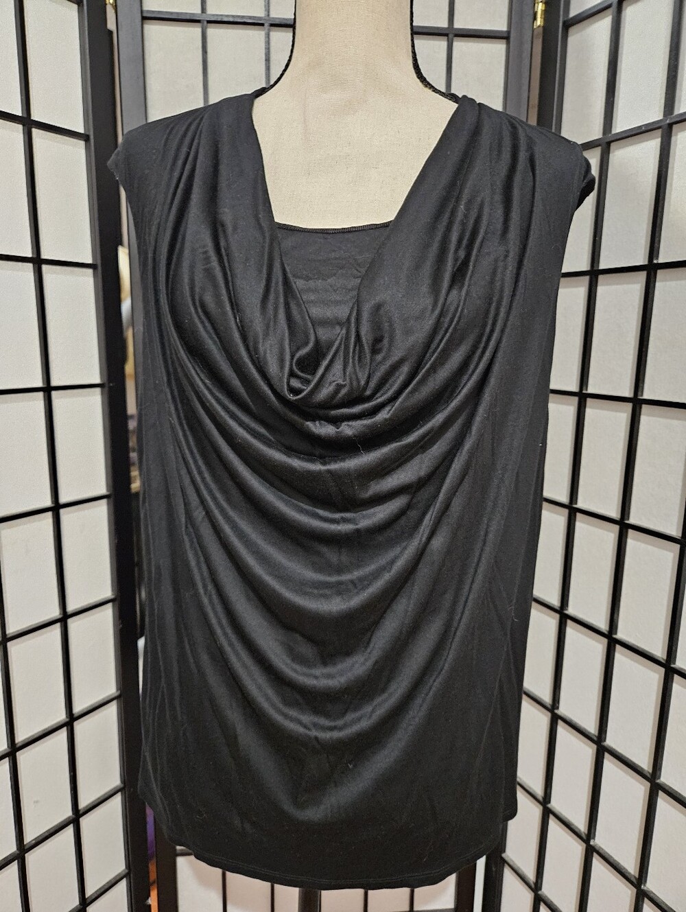 Women's Chico's Size 3 (XL/16) Black Sleeveless Cowl Neck Top